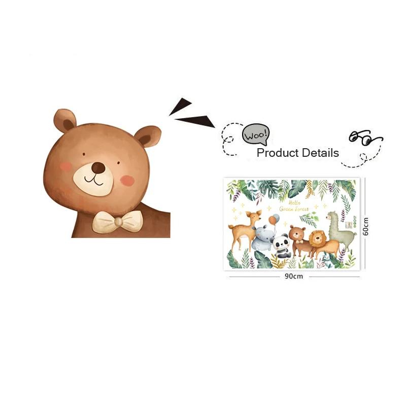 Zollor ПВХ джунгли животные вечерние НКИ сделай сам наклейка на стену украшение в