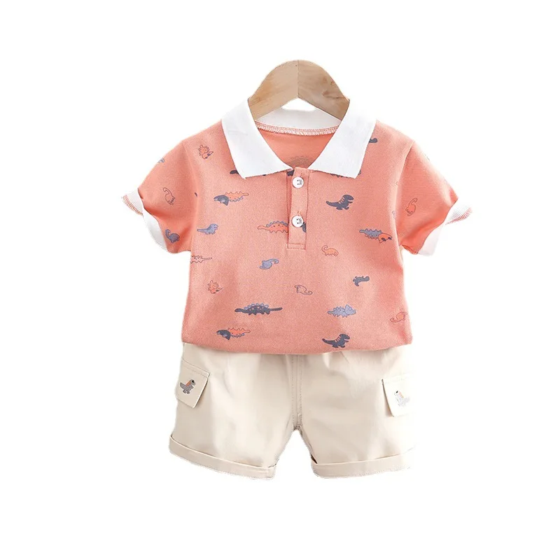 

2021 Summer Fashion Baby Boys Clothes Sets Toddler Girls Cute Cartoon POLO Shirt+Pocket Shorts Kids Infant Casual Suits Clothing