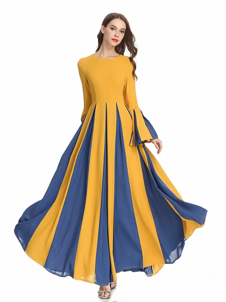 Женское элегантное платье макси с цветными блоками винтажное облегающее