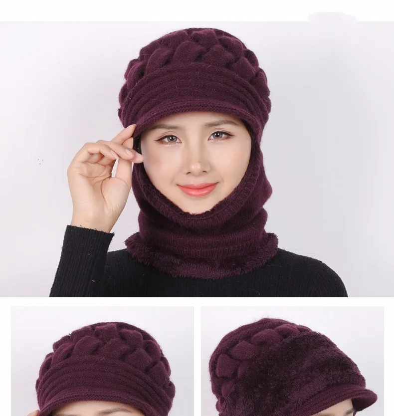 Зимние шапки Skullies Beanies, шляпа для мамы, бини для женщин, шерстяной шарф, шапки, Балаклава, маска, капот, вязанные шапки в полоску