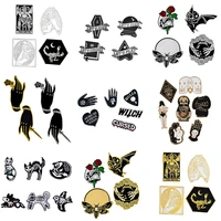4 7pcs brooch set punk dark witch devil skull magic ball bee bat enamel pin denim shirt lapel pin badge gothic jewelry