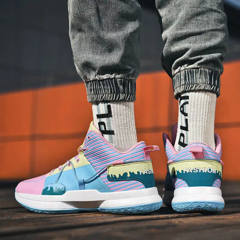 Couple New Unisex Sneakers Basketball Shoes Men Fashion Colorful Design High end Basketball Shoes Wear resistant Training Sports
