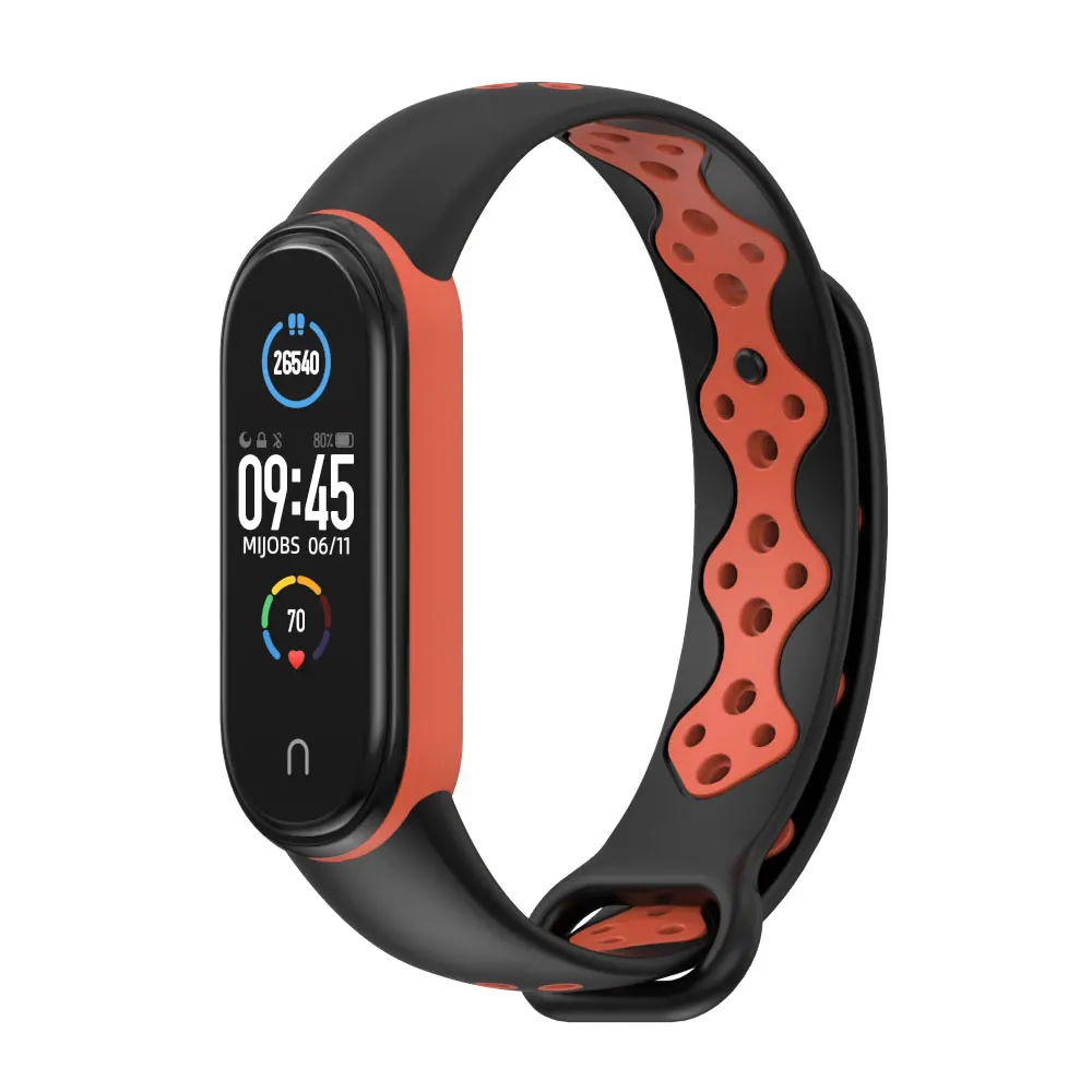Спортивный ремешок для Mi Band 4 5 3 дышащий Xiaomi браслет Bend силиконовый Correas Miband Opaska Xiomi