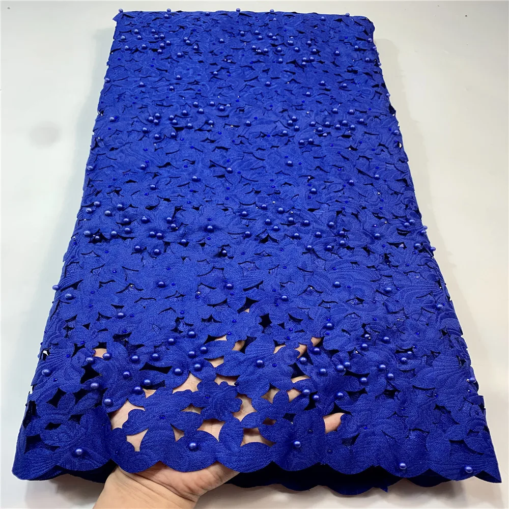 

Madison Hand Cut African Lace Fabric 2020 SkyBlue French Lace Fabric With Lots Of Stones+Beads High Quality Lace For Dress