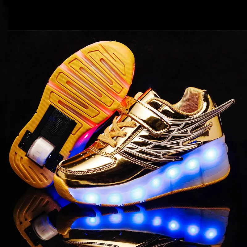 Детские кроссовки с колесиками модная обувь для роликовых коньков со