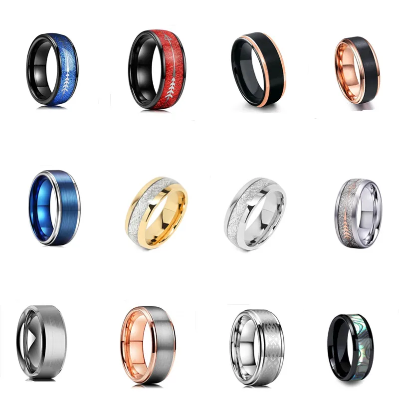 8mm Fashion Men Ring Alloy Fine Men Rings Wedding Engagement Christmas Gift Anniversary Men Jewelry Accessories