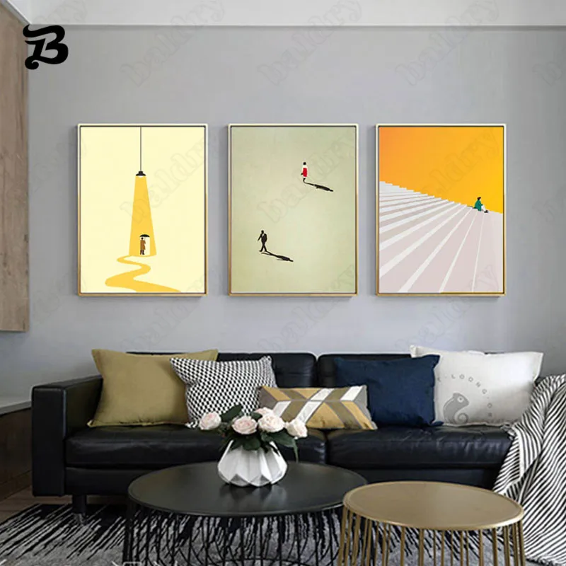

Nordic Abstract Figure Painting Wall Art Canvas Posters Humorous Posture Prints Modern Colorful Pictures for Living Room Decor