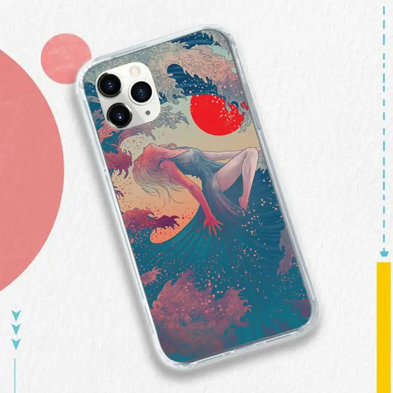 

Japanese cartoon pub wave Anime Dragon Phone Case Transparent soft For iphone 5 5s 5c se 6 s 7 8 11 12 plus mini x xs xr pro max