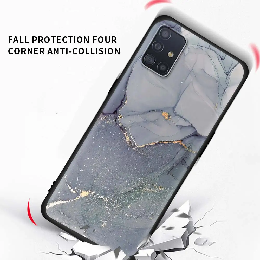 

Granite Marble Case For Samsung Galaxy A51 A71 A21s M31 A31 A91 A41 A21 M51 M21 M11 Cover Black Shell Phone Coque Sac