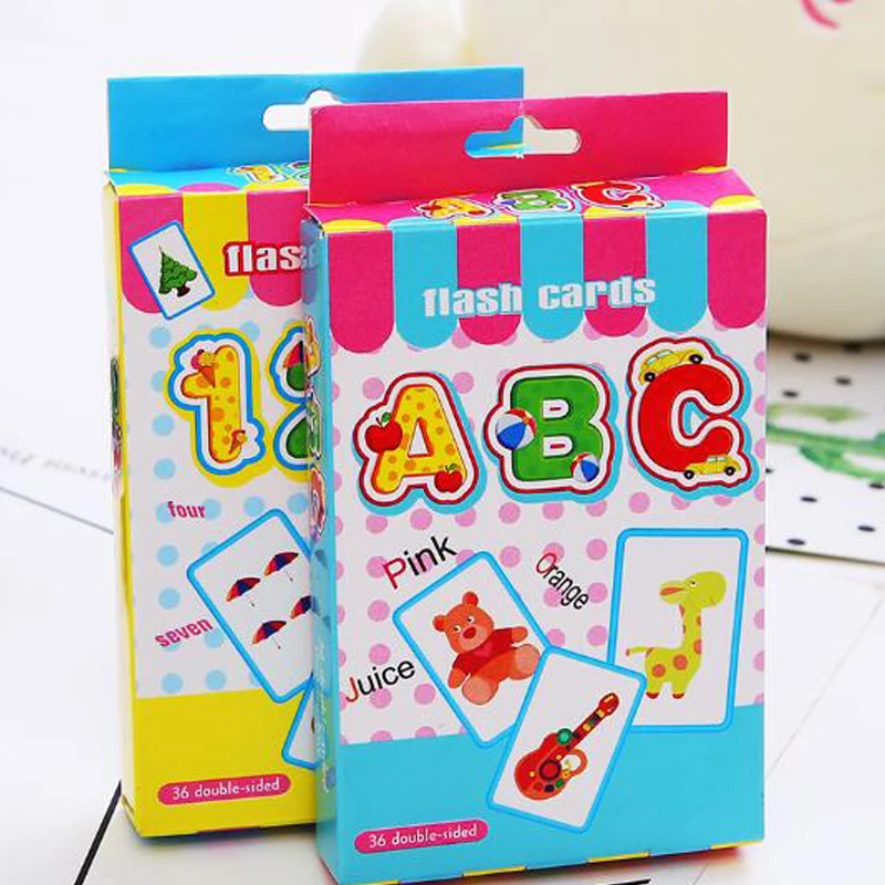 

36Pcs/set Educational Card Infant Baby Literacy Game Children Flash Learn English Words Numbers Cognitive Cards Game Set