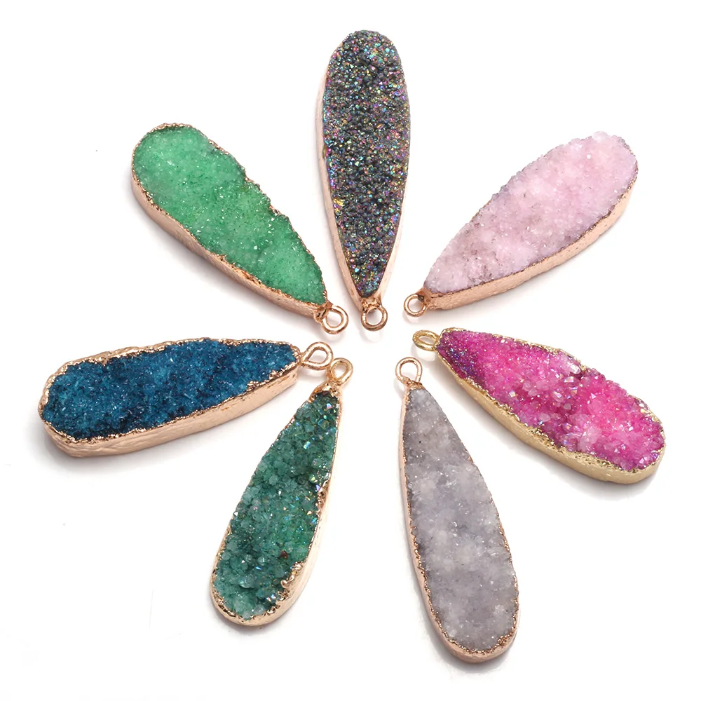 

Подвески из натурального агата, длинные подвески в форме капли воды, красочные кристаллы, Агаты, каменные подвески для изготовления ювелирн...