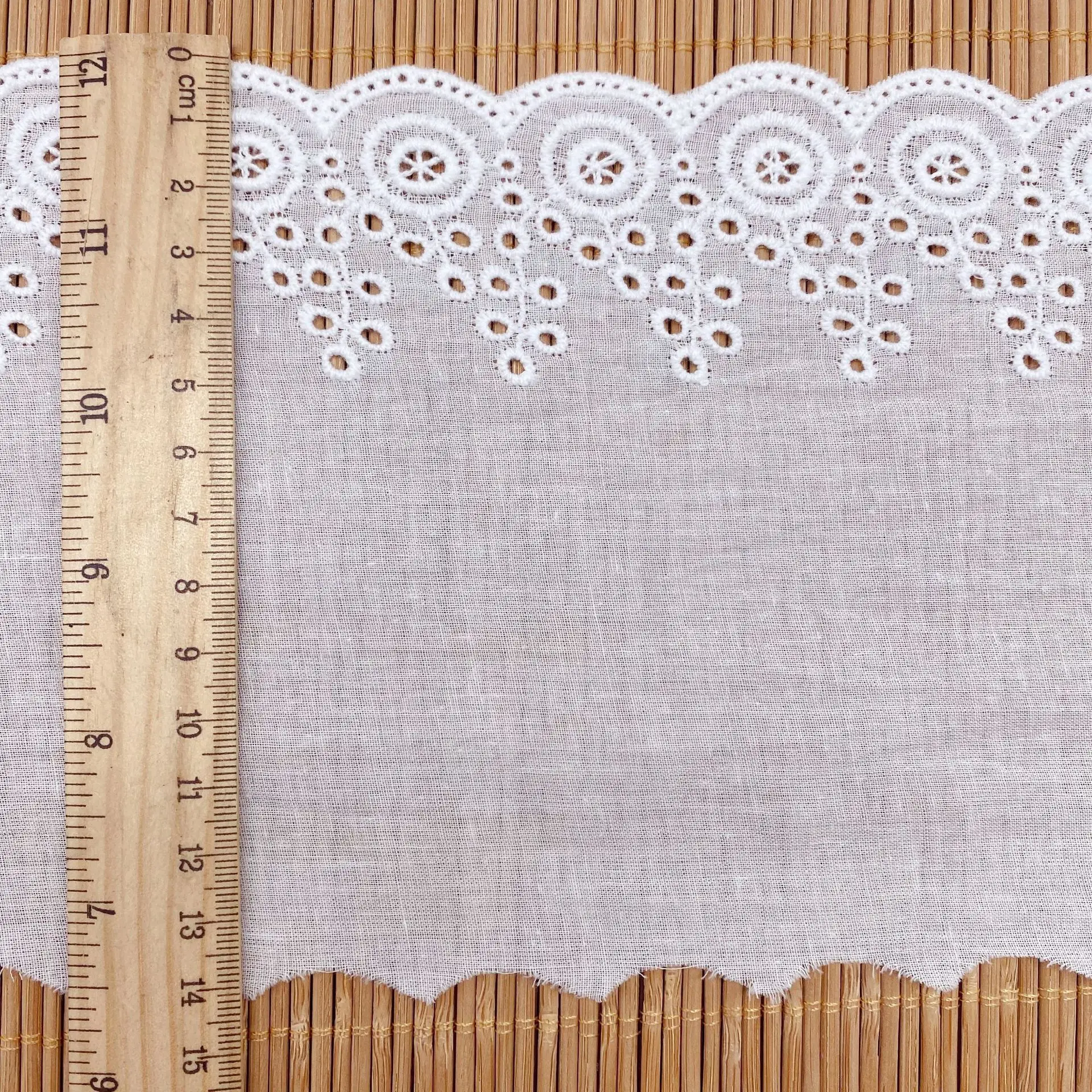 3Yards Women's Cothing DIY Lace Trim 14cm Width White 100% Cotton Embroidered Fabrics | Аксессуары для одежды