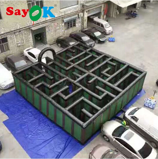 Огромный надувной лабиринт 10x10x2 5 игровой с препятствиями воздуходувкой для
