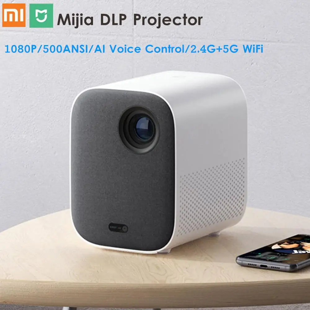 Проектор Xiaomi Mijia DLP 1080P Full HD AI голосовой пульт дистанционного управления 2 ГБ DDR3 8 ГБ eMMC 500ANSI 2,4G/5G WiFi 3D светодиод BT проектор