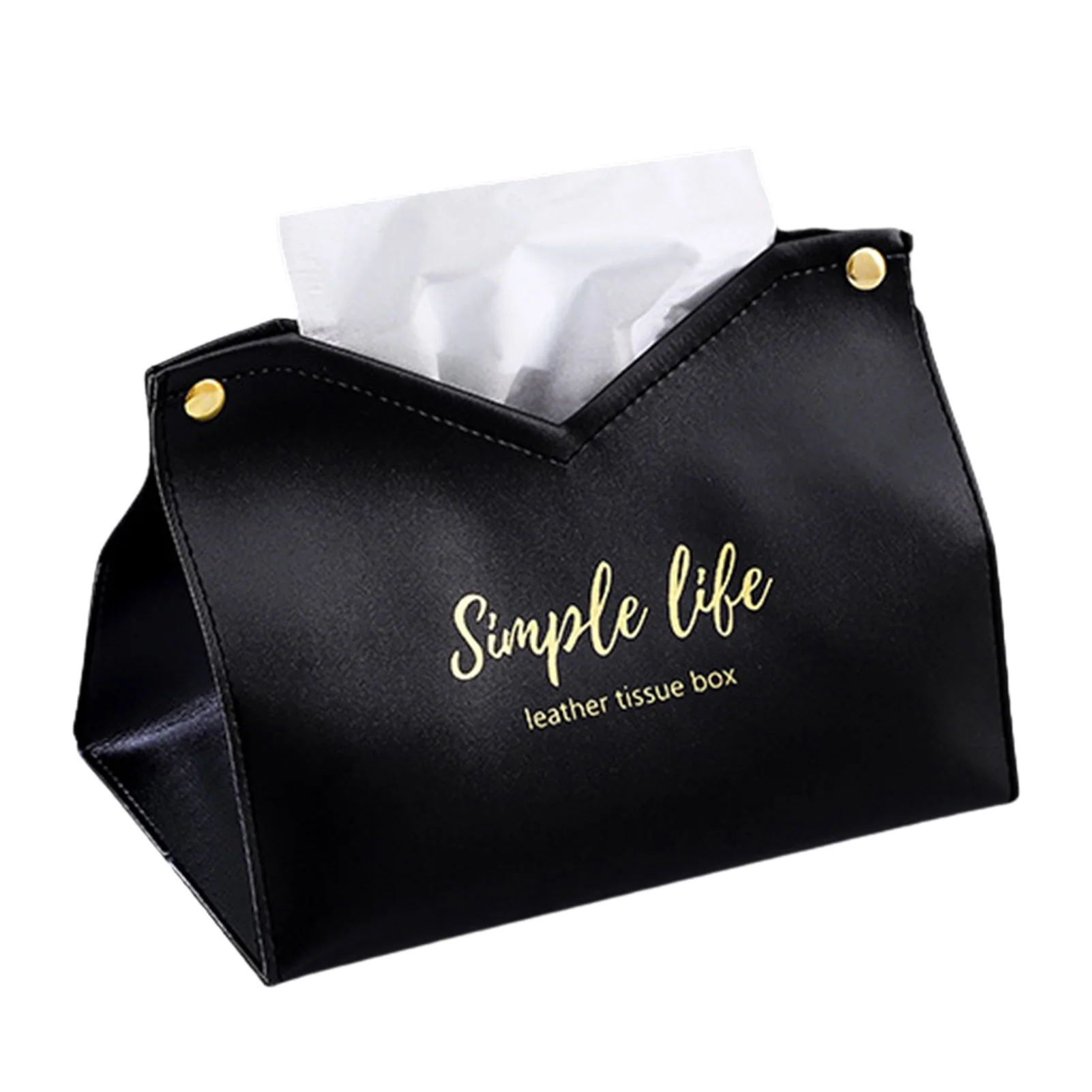 

PU Leather Tissue Box Cover Triangular Facial Tissue Case Holder Modern Nordic Napkin Dispenser for Home Office Car Automotive D