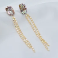 tassel super long earrings natural baroque pearls ladies earrings 925 sterling silver vintage jewelry