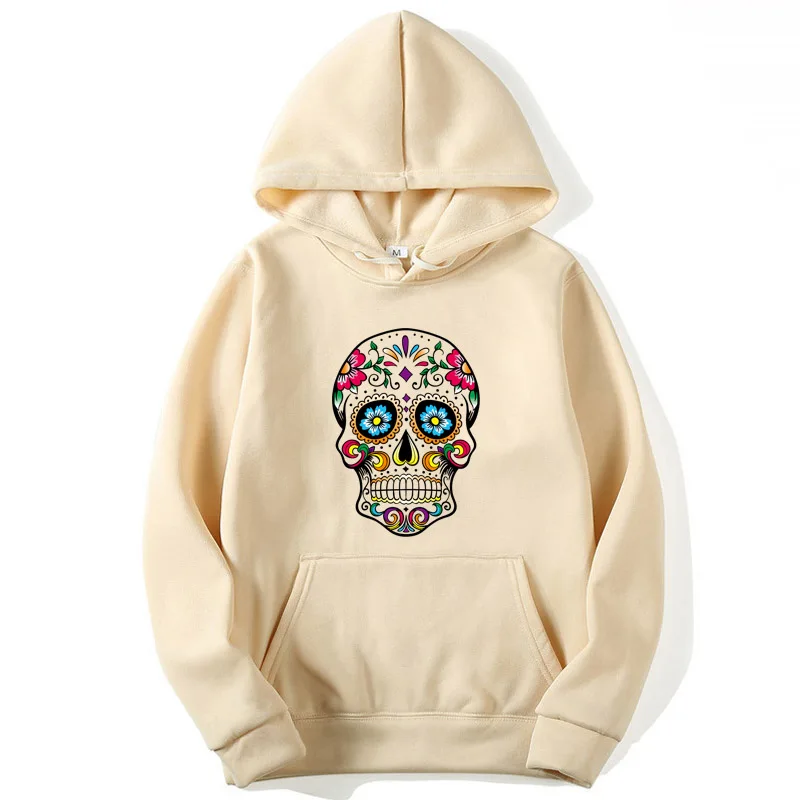 

XIN YI Fashion Brand Men's Hoodies Colored skull printing Blended cotton Spring Autumn Male Casual hip hop Hoodies Sweatshirts