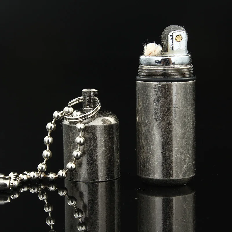 

EDC Mini Compact Kerosene Lighter Key Chain Capsule Gasoline Lighter Inflated Keychain Petrol Lighter Outdoor Camping Tools