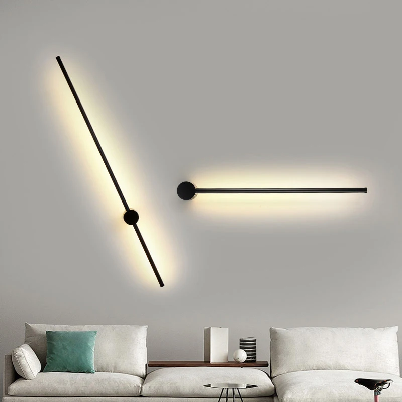 

Modern LED Wall Lamp Long Hanging Lights Simple Nordic Living Room Sofa Background Wall Light Bedroom Bedside Floor Lamp