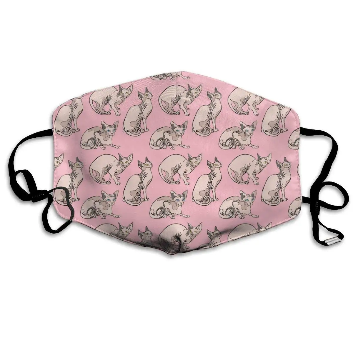 

Washable Recycled Mouth Masks, Healthy Durable Polyester & Anti Dust Half Face Masks, Hairless Naked Cats Cats Pattern