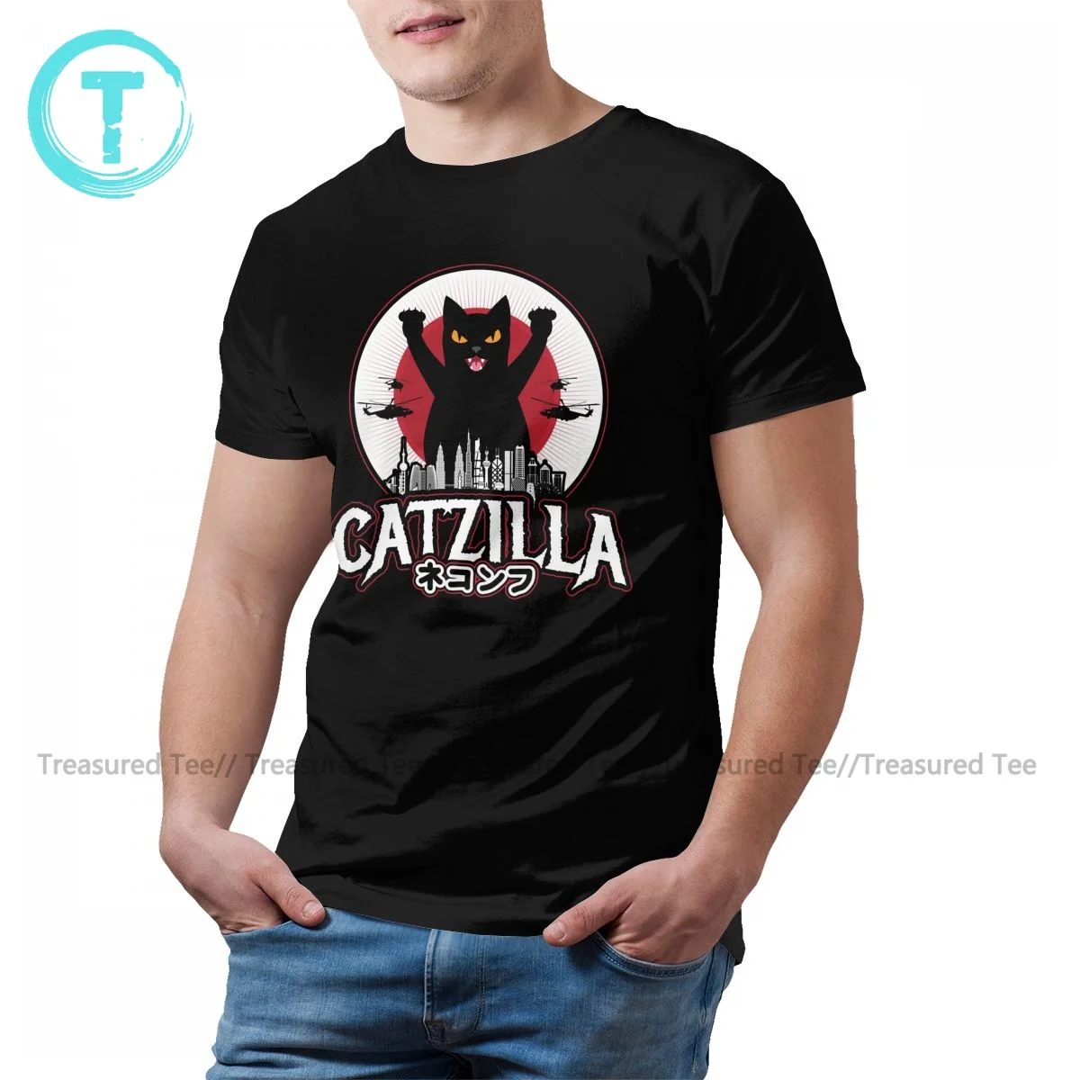 

Japanese Cat T-Shirt Streetwear Casual Cotton T Shirt Print Short Sleeve Tee Shirt Mens 4XL
