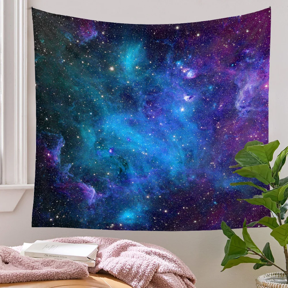 Настенный гобелен с галактикой комнатный декор Звездный лес хиппи
