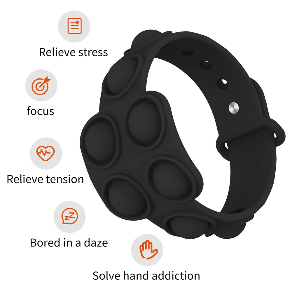 Juguetes de descompresi&oacute;n de burbujas, pulsera con hoyuelos para aliviar el estr&eacute;s, de silicona suave-3