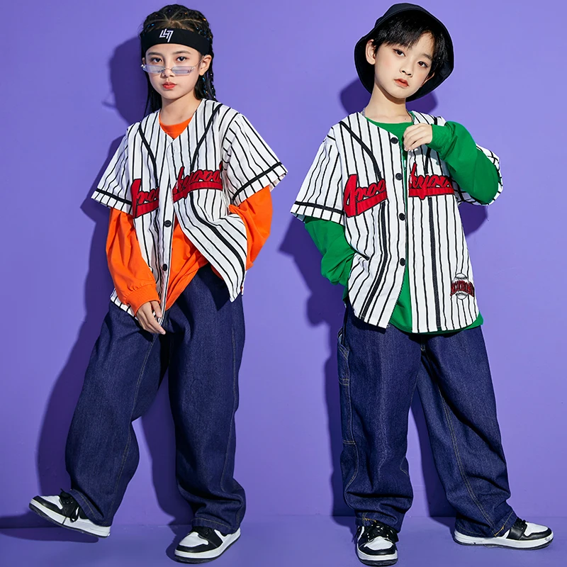 Kids Kpop Hip Hop Clothing Sleeveless Cardigan Shirt Baseball Tops Streetwear Jogger pants For Girl Boys Dance Costume Clothes