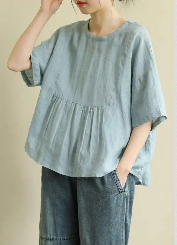 

2021 Summer New Arts Style Women Short Sleeve Loose T-shirt All-matched Casual Cotton Linen O-neck Tee Shirt Femme Tops
