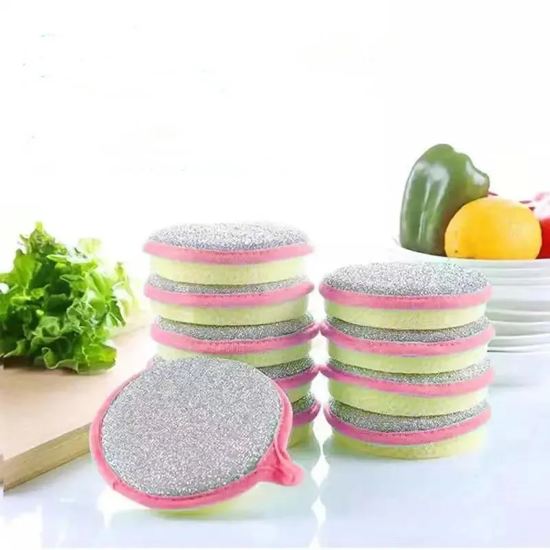 

Oil Free Decontamination Round Shape Dishwashing Sponge Cleaning Brush Kitchen Artifact Kitchen Cloth