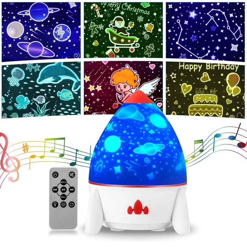 

Bluetooth Star Projector for Bedroom Bluetooth Speaker Star Night Light with 7 Lighting+Music and 6 Films for Kid