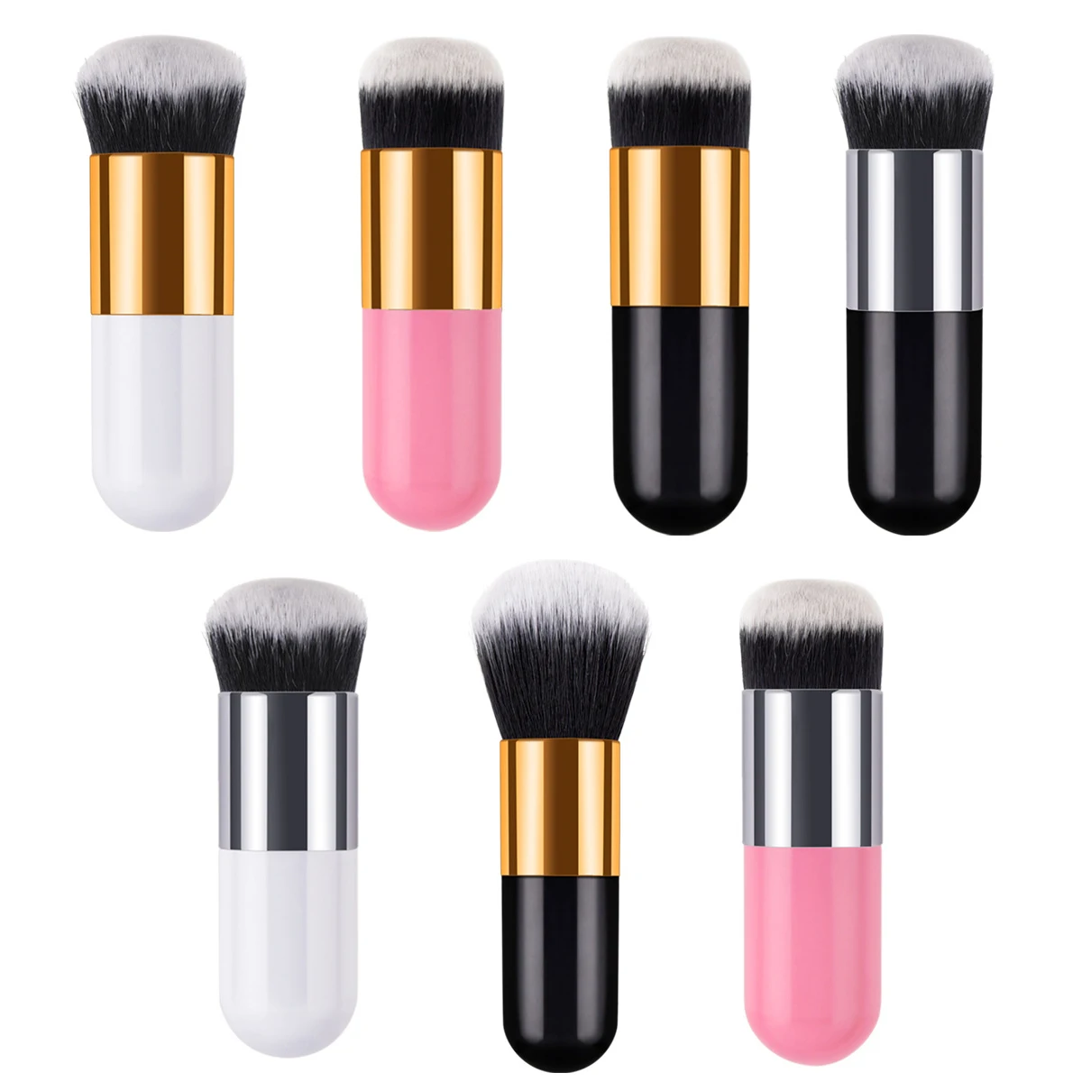 

1pcs Small Makeup Brush Foundation Portable BB Cream Ultra-Fine Round Flat Hair Thick Tube Make Up Brushes Beauty Tool For Women