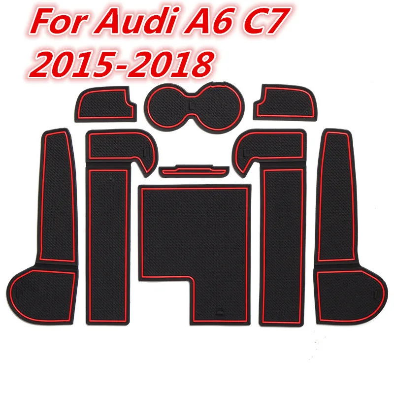 

Для Audi A6 C7 2015-2018 3D резиновый коврик слот-коврик для двери чашка Подушка паз коврик внутренний Противоскользящий коврик автомобильные аксесс...
