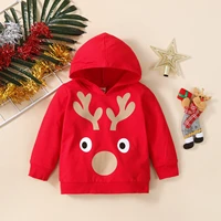 unisex children christmas hooded sweatshirt deer santa claus print loose fit long sleeve pullover kids spring autumn tops
