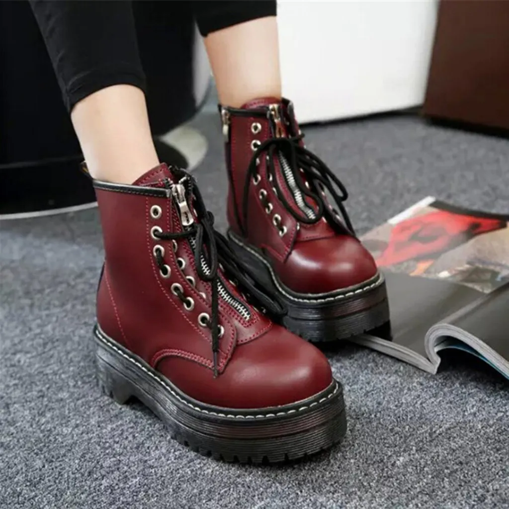 Женские ботинки в байкерском стиле SAGACE Size35-40 Нескользящие Ботинки Martin с круглым