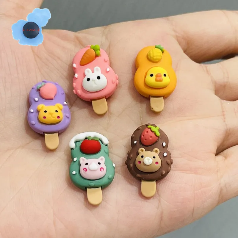 

50pcs Wholesale Resin Duck Animal Popsicle Shoe Decorations Garden Shoes Accessories Fit Kids Croc Jibz Charm Backpack