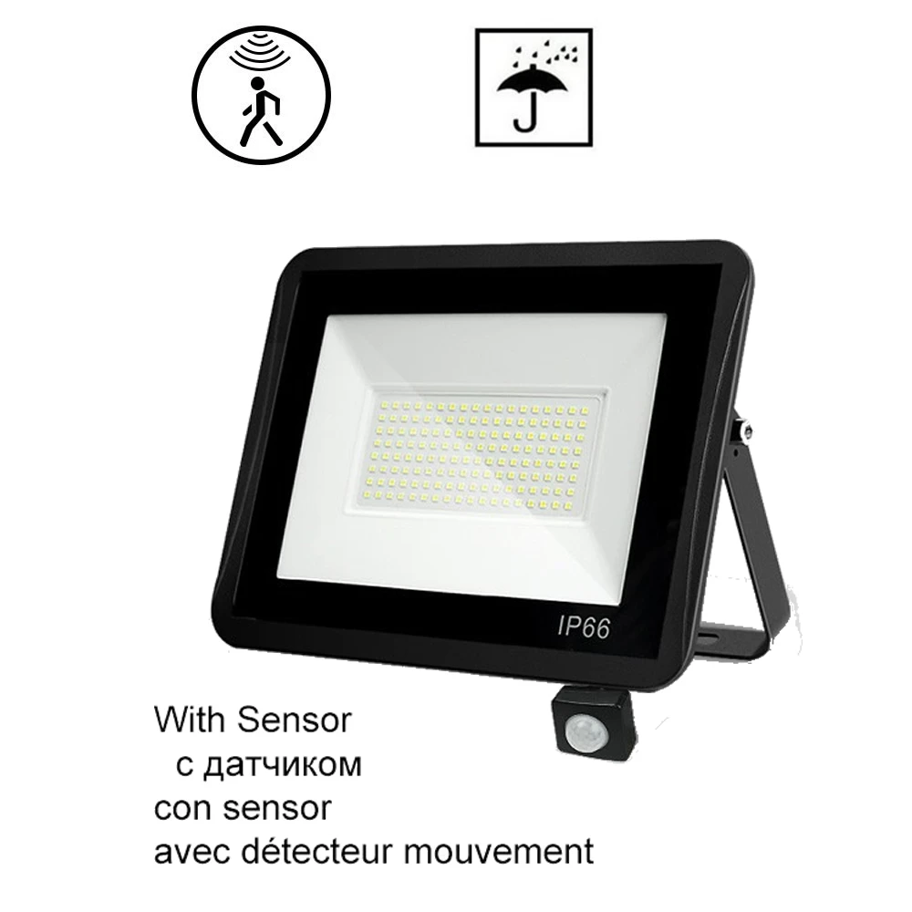 

220V 10-100W LED FloodLight Spotlight Exterior Street wall reflector PIR Motion Sensor Security 120/100LED Light Ip65 Waterproof