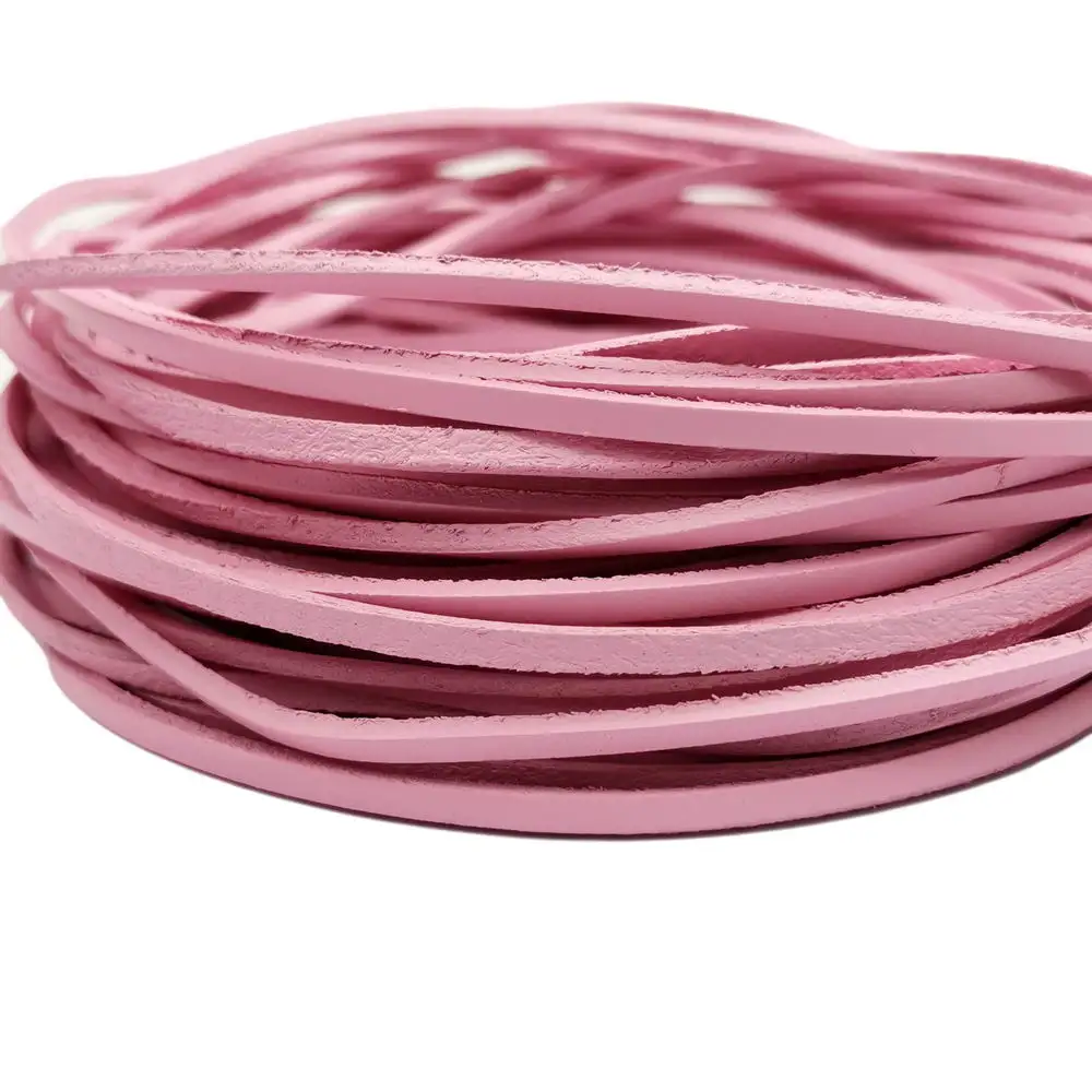 

Aaazee 2 Yards 3mmx2mm Pink Flat Real Leather Strap 3mm Wide Strip