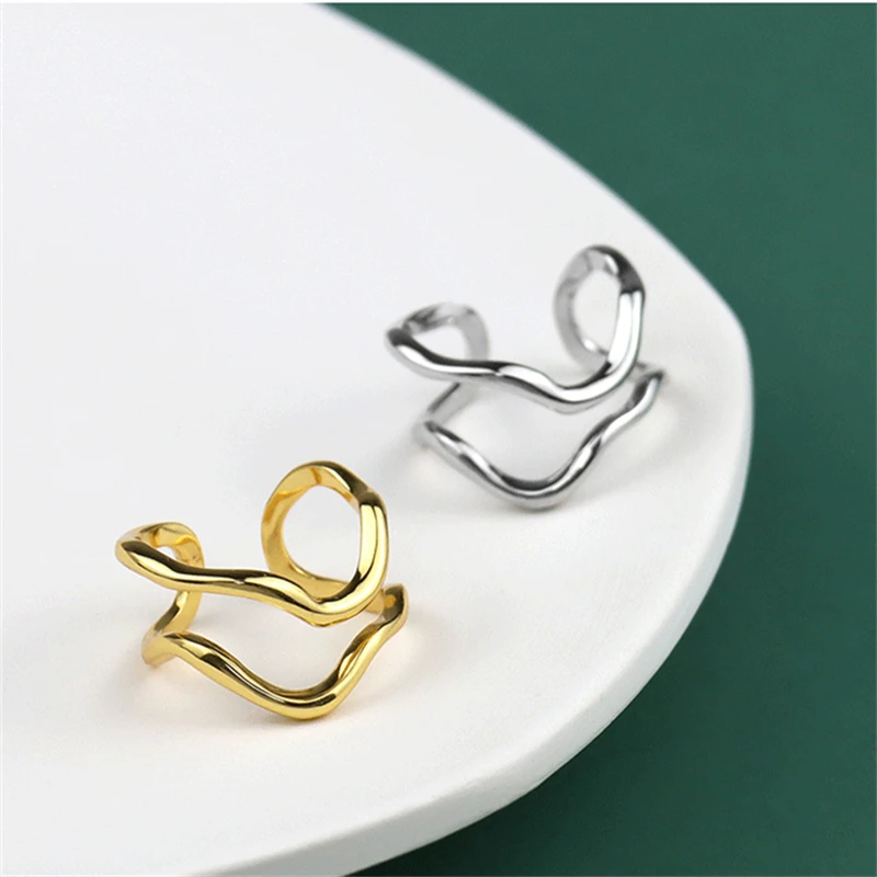 

Lispector 925 Sterling Silver Simple Irregular Hollow Geometric Rings for Women Minimalist Open Ring Hip Hop Punk Party Jewelry