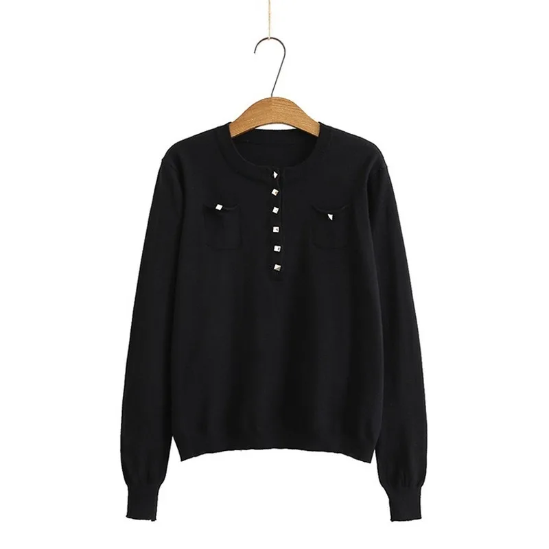 

Plus Size Women's Spring Autumn Sweaters Large Size Crochet Solid Pullovers Casual Outerwear