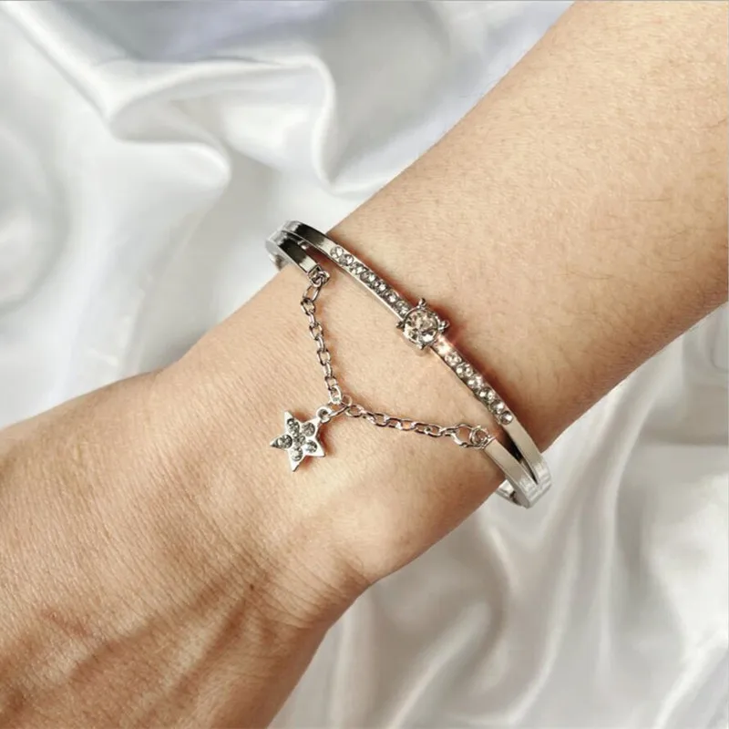 Hot Luxury Rose Gold Silver Stainless Steel Bracelets Bangles Female Heart Forever Love Charm Bracelet for Women Famous Jewelry | Украшения