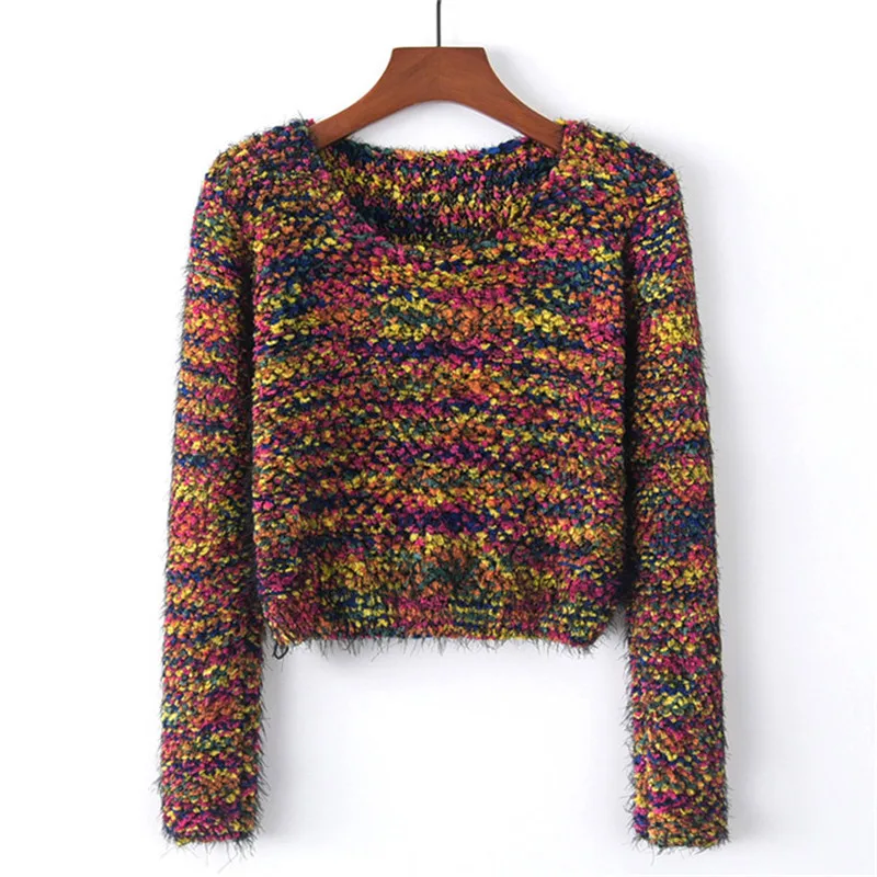 Зимние женские укороченные свитера и пуловеры повседневный укороченный свитер с