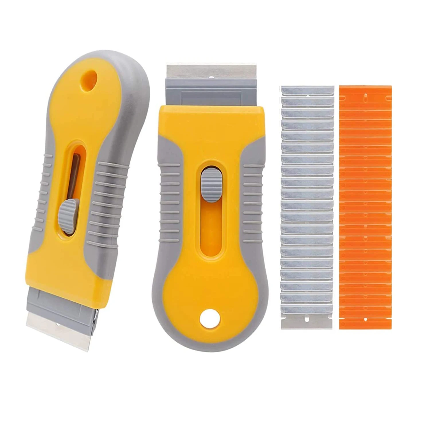 2 Razor Scrapers + 40 Blades Scraping Tool Car Window Glass Sticker Viny Film Tool Label Glue Paint Removal Cleaning Squeegee