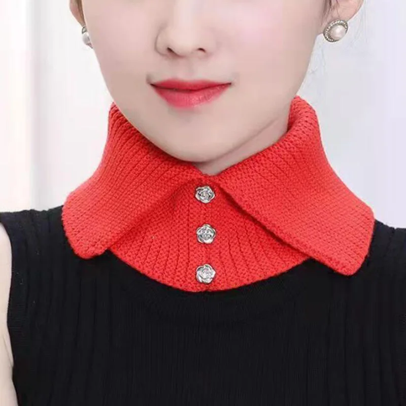 

Зимний вязаный шерстяной пуловер, женский эластичный защитный шейный позвоночник, теплый шарф, искусственный воротник, шейный шарф Q99