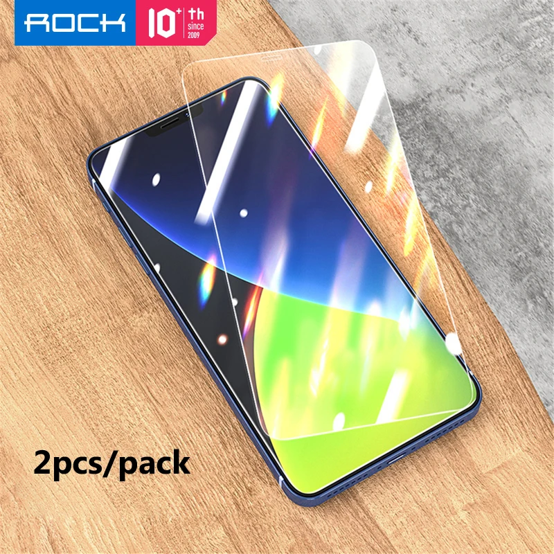 

For iPhone 12 Tempered Glass 2PC Pack Shockproof 9H 0.25mm 2.5D HD Crystal Clear Tempered Glass For iPhone12 Pro 6.1 6.7 ROCK