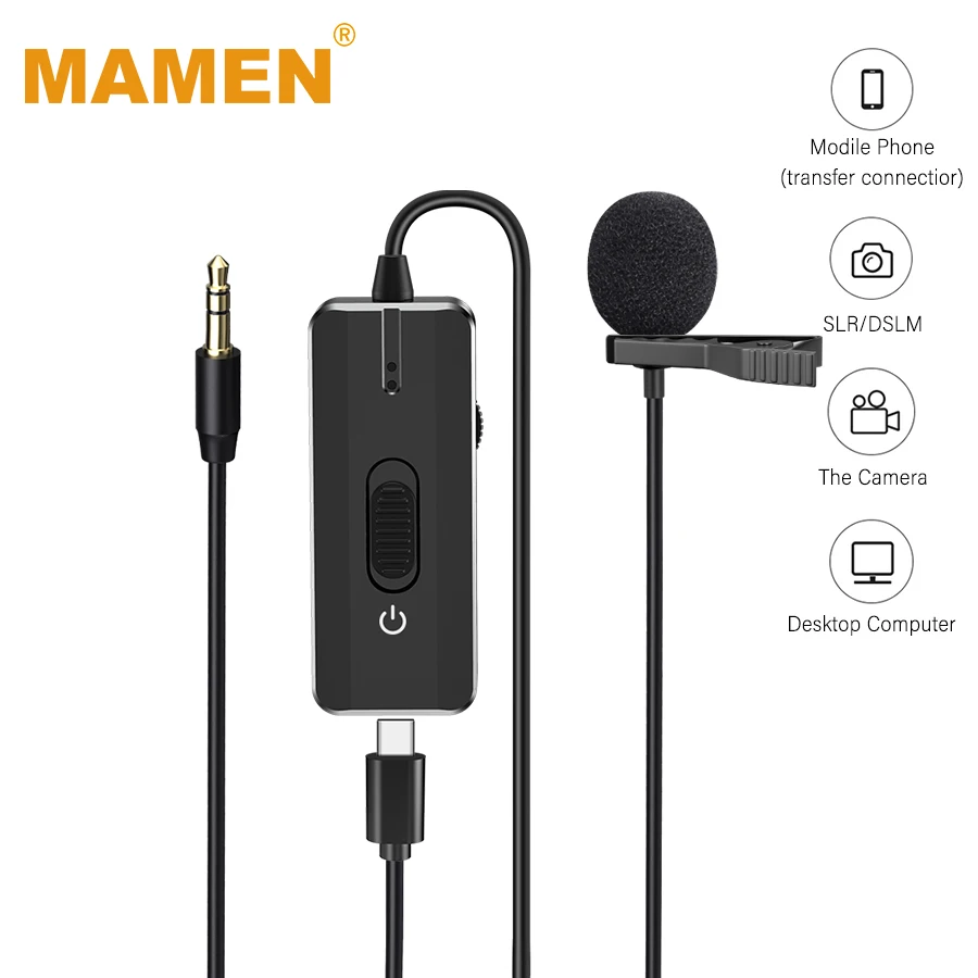 Многонаправленный конденсаторный петличный микрофон MAMEN 7 м для записи телефона