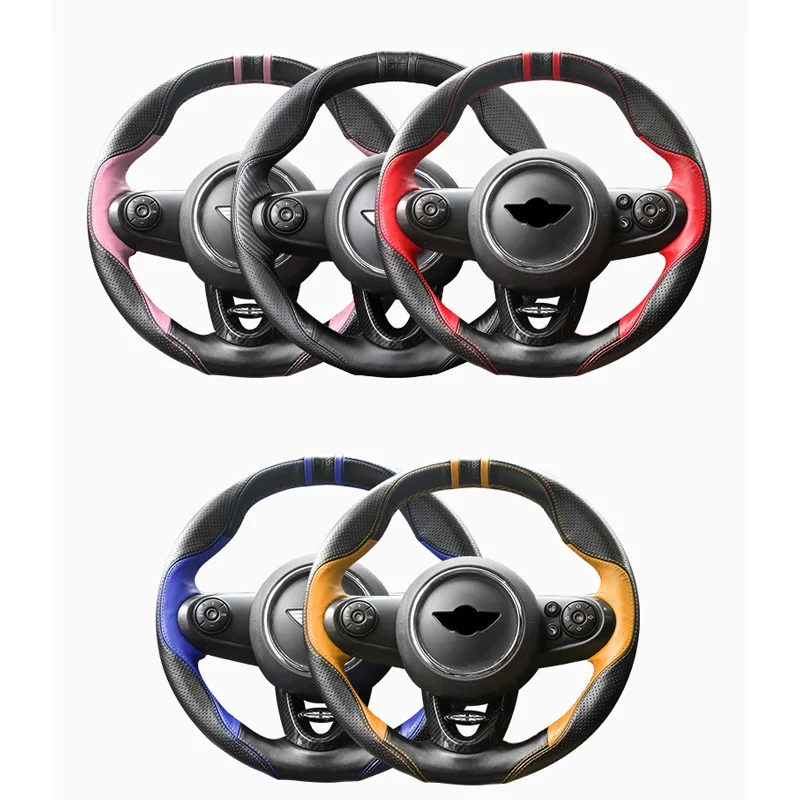 

Car Genuine Leather Hand Sewn Steering Wheel Cover Protection For MINI Cooper Countryman F54 F55 F56 R60 Car Interior Styling