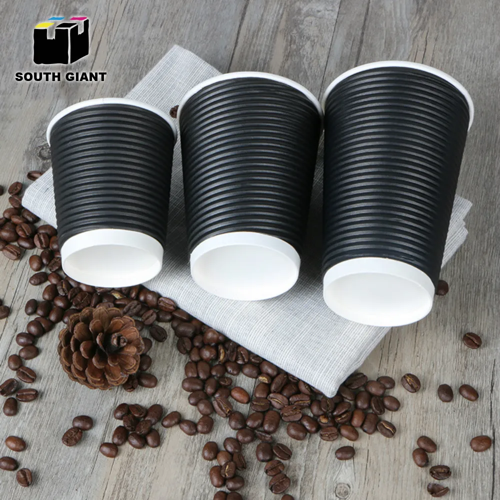 

500pcs 8oz 12oz 16oz Double Wall Paper Cup Premium Quality Ripple Insulated Kraft Disposal Cups