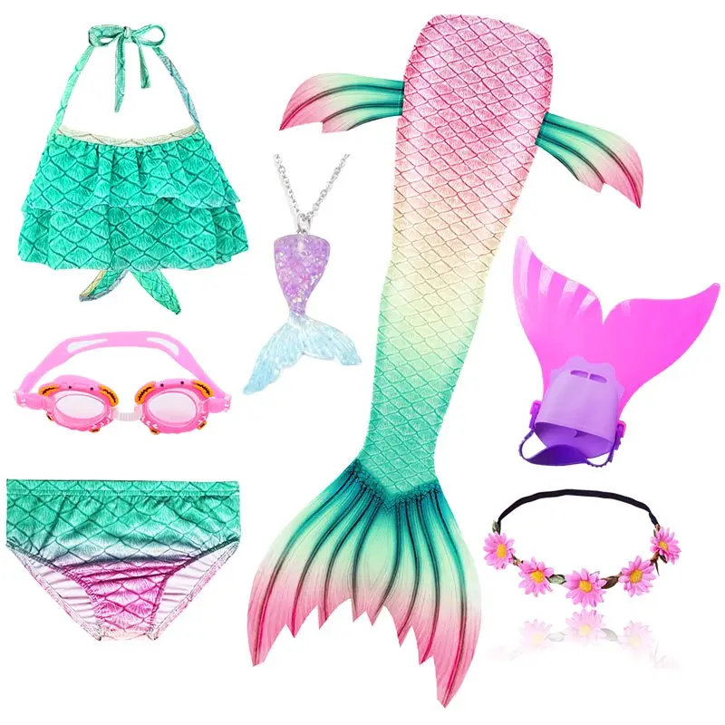 Детский костюм Русалочки купальный с хвостом и плавниками для девочек 28