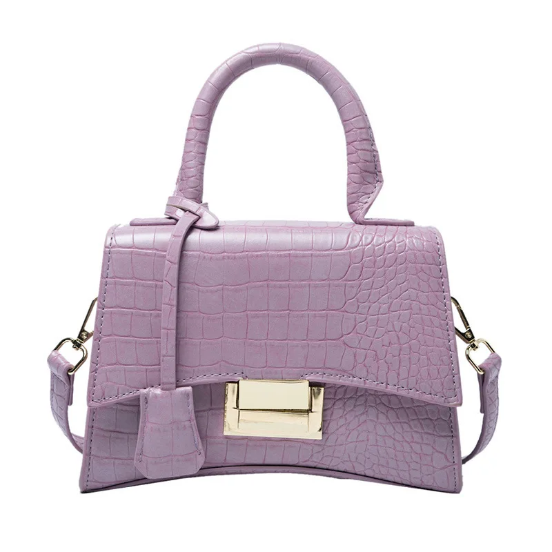 

Ladies' new quality lock shoulder bag crocodile pattern small square bag texture PU leather simple handbag casual corssbody bag